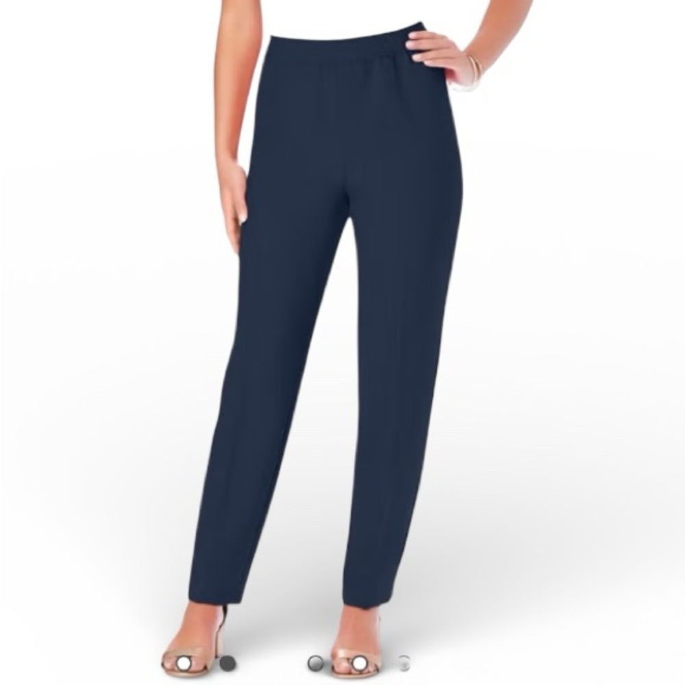 Roaman's Classic Bend Over Navy Pants - Size 14P